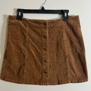 Sans Souci Brown Corduroy Mini Skirt Button Up Womens XL
